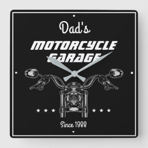 Kraftrad-Garage Cool Schwarz Quadratische Wanduhr