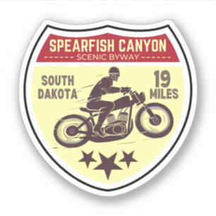 Kraftrad mit Spearfish Canyon Sturgis Schwarzer Hü Aufkleber
