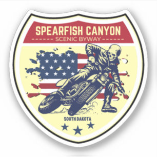 Kraftrad mit Spearfish Canyon Sturgis Schwarzer Hü Aufkleber