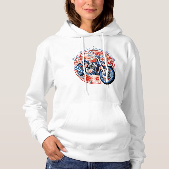 Kraftrad und Blume Hoodie (Vorderseite)