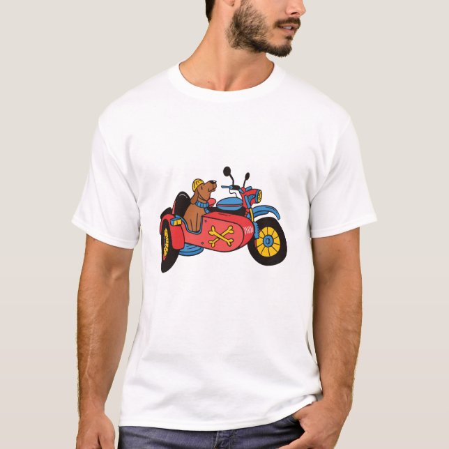 Kraftradhund in Beiwagen T-Shirt (Vorderseite)