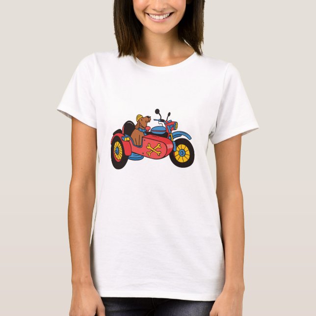 Kraftradhund in Beiwagen T-Shirt (Vorderseite)