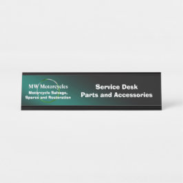 Kraftradrestaurierung, aquamarin, mit Prägung vers Schreibtischnamensplakette