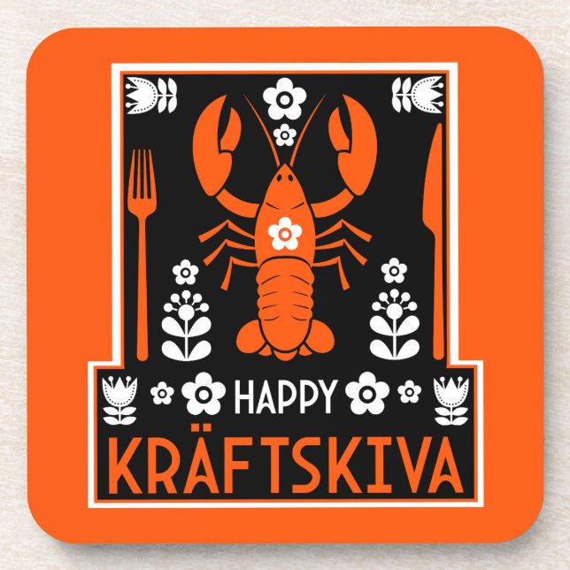 Kräftskiva - Schwedisches Krakischefisch-Party Getränkeuntersetzer (Vorderseite)