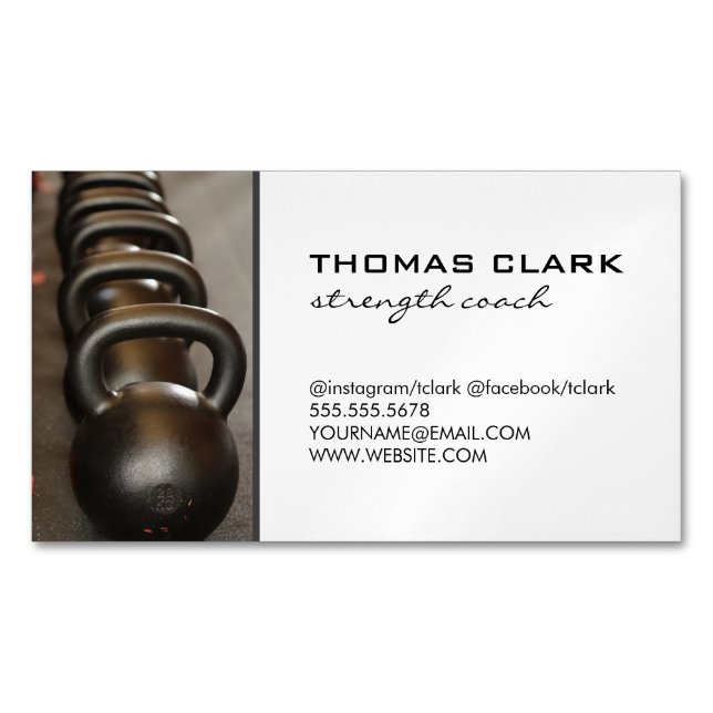 Krafttrainer | Kettle Bells | Gewicht Magnetische Visitenkarte (Vorderseite)