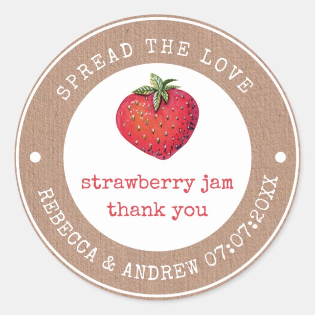 Kraftübertragung Liebe Strawberry Jam Gastgeschenk Runder Aufkleber (Vorderseite)