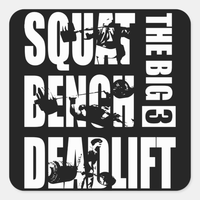 Kraftübertragung - Squat, Bench, Deadlift Quadratischer Aufkleber (Vorderseite)