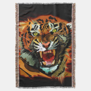 Kraftvoll Brüllender Tiger Kuscheldecke in Bold Decke