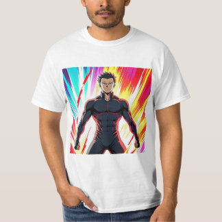 Kraftvolle Anime-Held-Transformation – Dynamische T-Shirt
