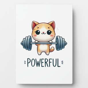 Kraftvolle Katze hebt Gewichte, niedliche Gym-Kitt Fotoplatte