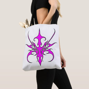 Kraftvolle rosa und schwarze Stammeslinien-Kunst-I Tasche