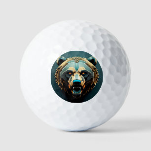 Kraftvolle stilisierte Bärenkunst  Golfball