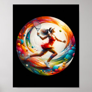 Kraftvolle Vorhand – Weibliche Tennisspielerin in Poster