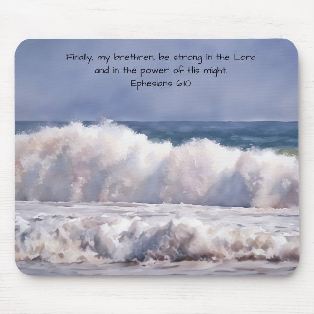 Kraftvolle Wellen brechen am Ufer Glaube  Mousepad (Vorne)