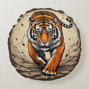Kraftvoller Ladetiger Rundes Kissen