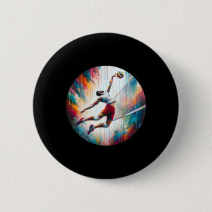 Kraftvoller Volleyball-Schlag – Weibliche Athletin Button