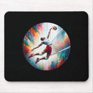 Kraftvoller Volleyball-Schlag – Weibliche Athletin Mousepad