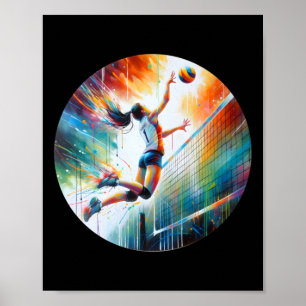 Kraftvoller Volleyball-Schlag – Weibliche Athletin Poster