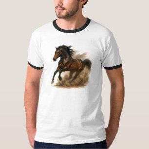 Kraftvolles Pferd läuft durch Staub T-Shirt