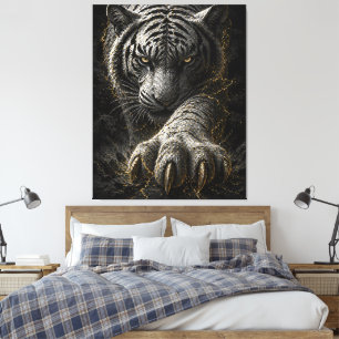 Kraftvolles Weißer-Tiger-Gold-Energie-Design Leinwanddruck