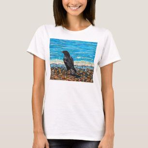 Krähe am Strand 2 Malerei T-Shirt