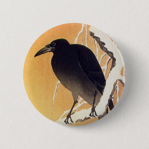 Krähe auf einer Niederlassung durch Ohara Koson Button