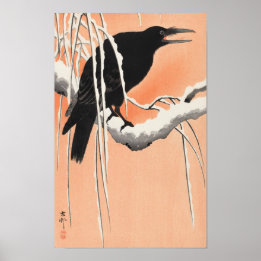 Krähe auf schneebedecktem Ast von Ohara Koson (190 Poster
