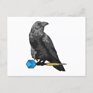 Krähe beim Dartspiel mit Dart Postkarte