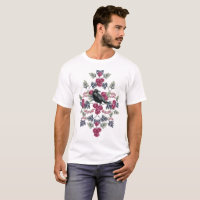 Krähe, blutendes Herz u. Rosen-Blumenmuster