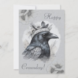 Krähe Crow Rabe Portrait Blumen Karte