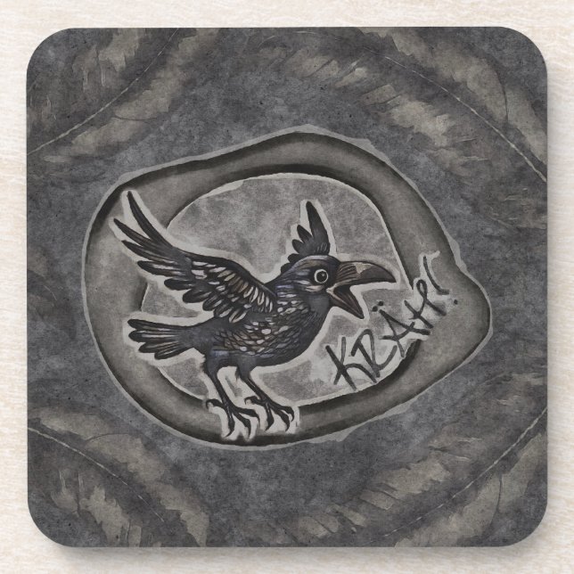 Krähe Crow Rabe ruft KRÄH! Getränkeuntersetzer (Vorderseite)