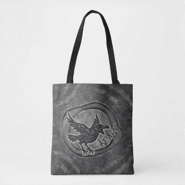 Krähe Crow Rabe ruft KRÄH! Tasche Tragetasche (Vorderseite)
