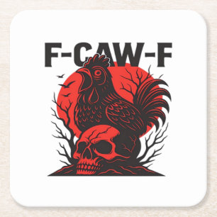 Krähe F-Caw-F Lustiger Gothic-Humor Rechteckiger Pappuntersetzer