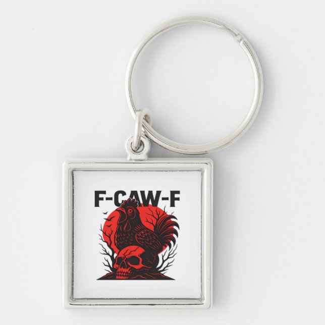 Krähe F-Caw-F Lustiger Gothic-Humor Schlüsselanhänger (Vorne)