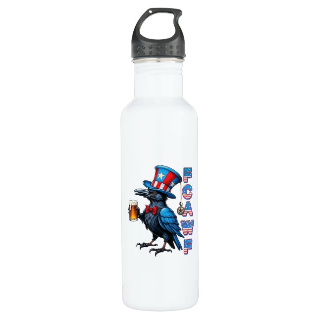 Krähe, F-Caw-F Lustiger Vogel Kreative Casual-Klei Edelstahlflasche (Vorderseite)