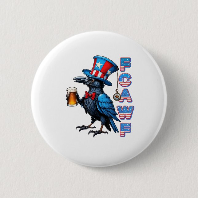 Krähe, F-Caw-F Lustiger Vogel Kreative Casualmode Button (Vorderseite)