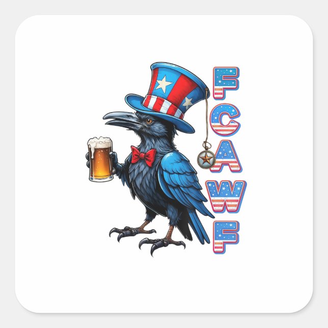 Krähe, F-Caw-F Lustiger Vogel Kreative Casualmode Quadratischer Aufkleber (Vorderseite)