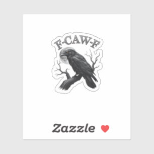 Krähe, F-Caw-F Lustiger Vogel Mond Gothic Tri-Blen Aufkleber