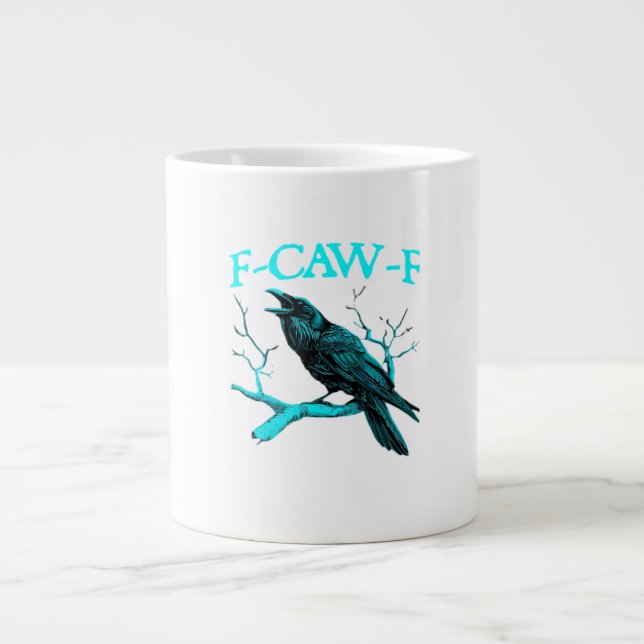 Krähe F-Caw-F Lustiger Vogel Retro-Design Kreative Jumbo-Tasse (Vorderseite)
