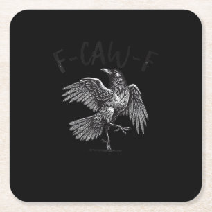 Krähe, F-Caw-F Lustiger Vogel Retro-Grafik Rechteckiger Pappuntersetzer