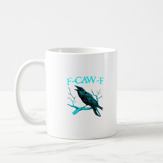Krähe F-Caw-F Lustiger Vogel Retro Kaffeetasse (Links)