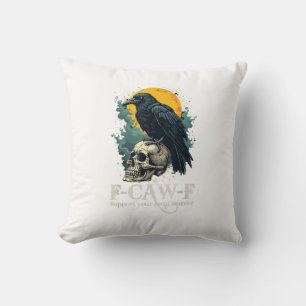 Krähe F-Caw-F Lustiges Totenkopf-Mond-Design Kissen