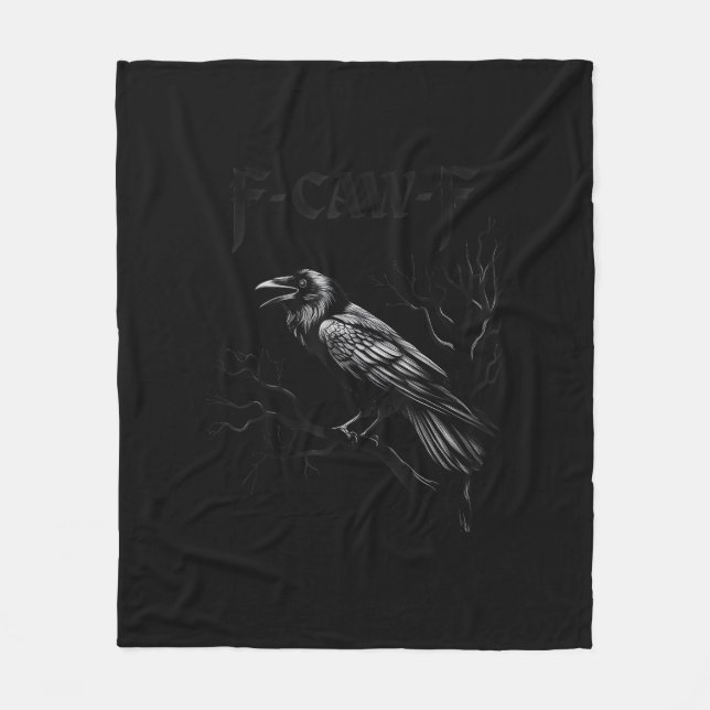 Krähe, F-Caw-F Vogel Retro Klassiker Fleecedecke (Vorderseite)