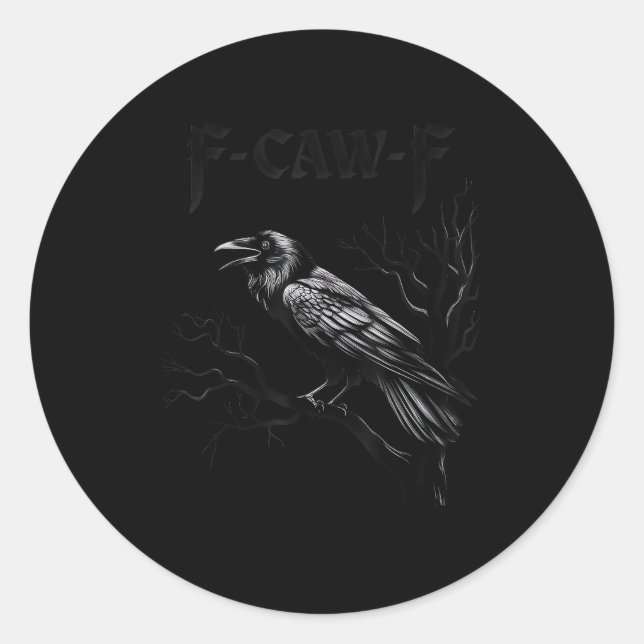 Krähe, F-Caw-F Vogel Retro Klassiker Runder Aufkleber (Vorderseite)