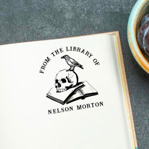 Krähe   Gotischer Schädel aus der Bibliothek Permastempel