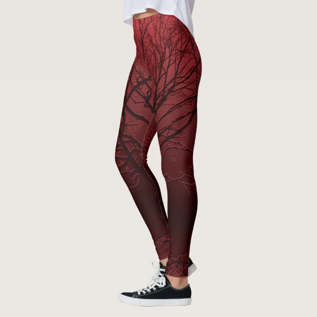 Krähe im Baum im Rot Leggings (Links)