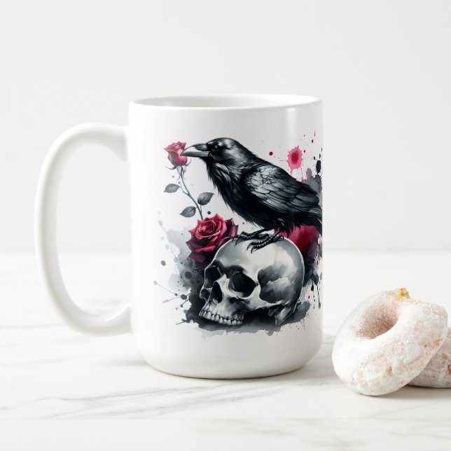 Krähe Kaffeetasse (Mit Donut)