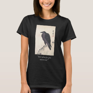 Krähe Kawanabe Kyōsai, die auf hölzerner T-Shirt