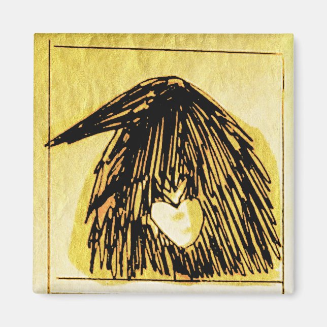 Krähe mit einem HeART Magnet (Vorne)