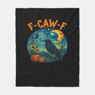 Krähe Rabe F-Caw-F Lustiger Halloween-Goth-Schachb Fleecedecke